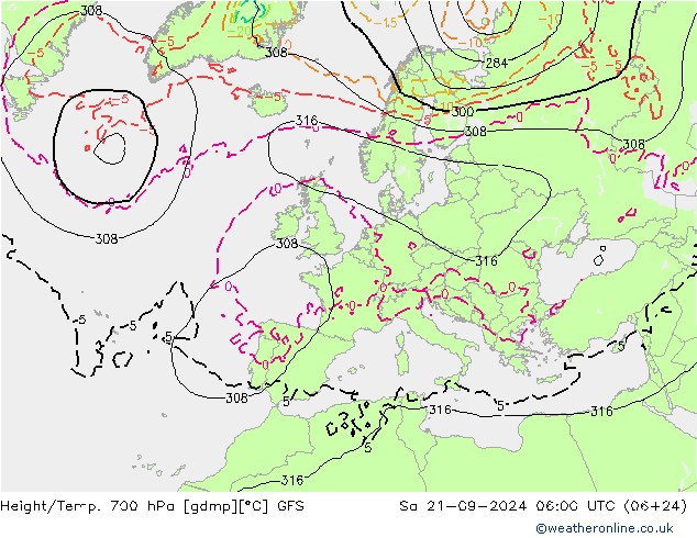 Height/Temp. 700 hPa GFS Sa 21.09.2024 06 UTC