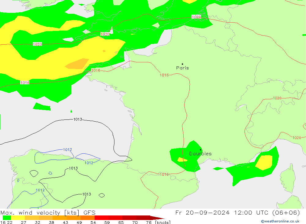 Max. wind velocity GFS September 2024