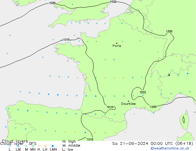 Cloud layer GFS sáb 21.09.2024 00 UTC