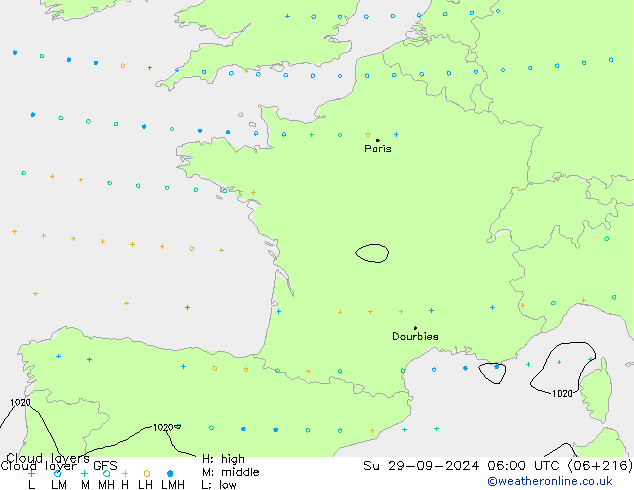 Wolkenschichten GFS So 29.09.2024 06 UTC