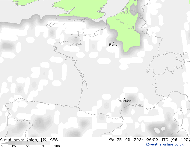 Nubi alte GFS mer 25.09.2024 06 UTC