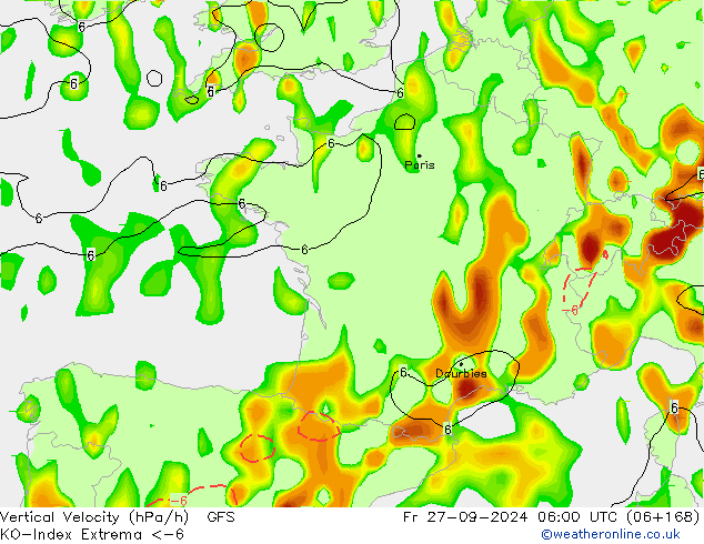 Convection-Index GFS ven 27.09.2024 06 UTC