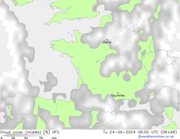 Bulutlar (orta) GFS Sa 24.09.2024 06 UTC