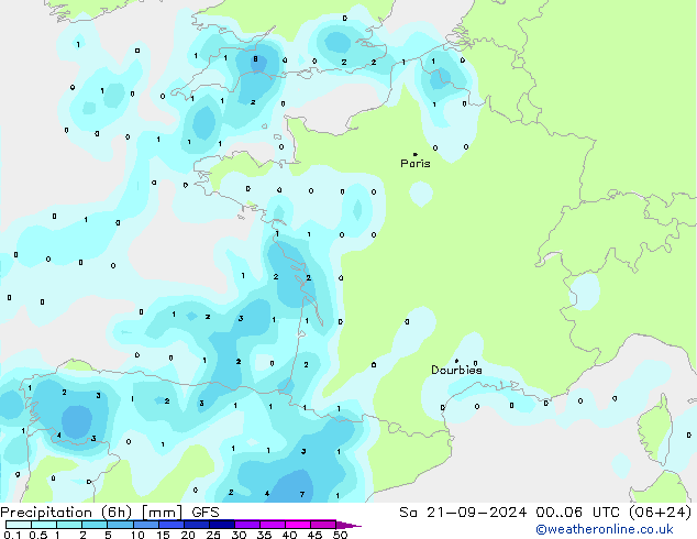 Z500/Rain (+SLP)/Z850 GFS сб 21.09.2024 06 UTC