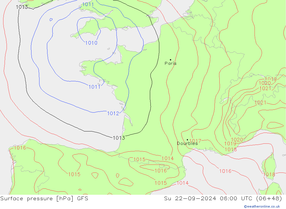 GFS: So 22.09.2024 06 UTC