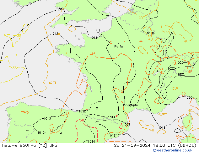 Theta-e 850hPa GFS wrzesień 2024