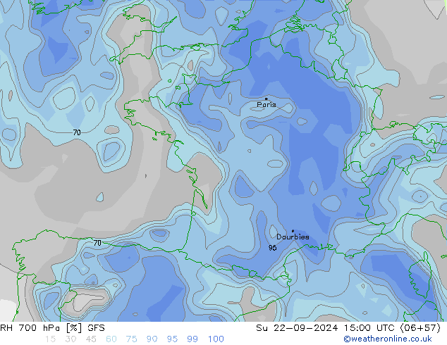 RV 700 hPa GFS zo 22.09.2024 15 UTC