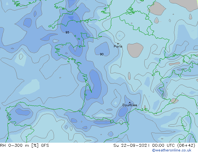 RH 0-300 m GFS Září 2024