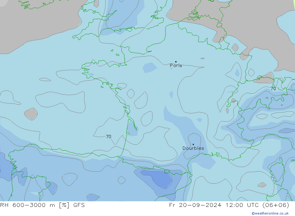 RH 600-3000 m GFS Fr 20.09.2024 12 UTC