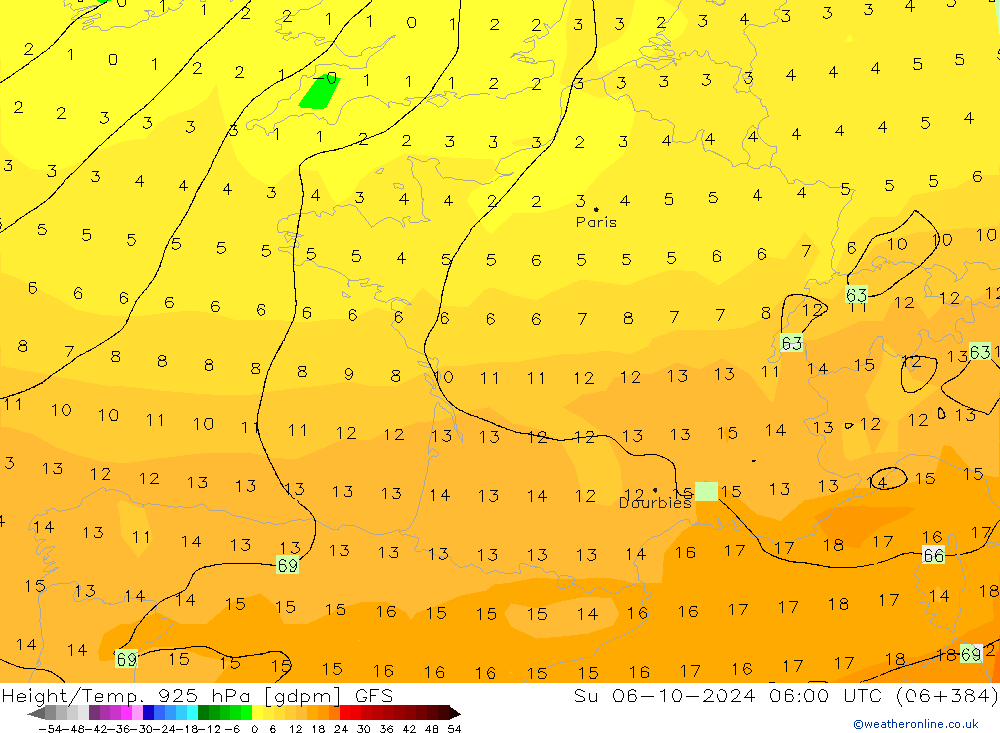 Height/Temp. 925 hPa GFS Su 06.10.2024 06 UTC