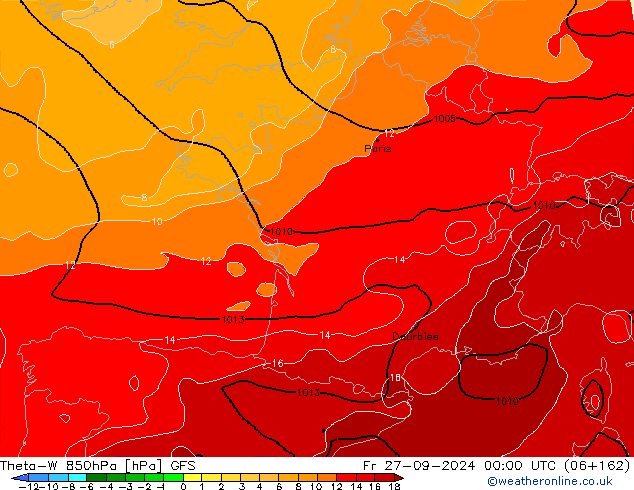 Theta-W 850hPa GFS ven 27.09.2024 00 UTC