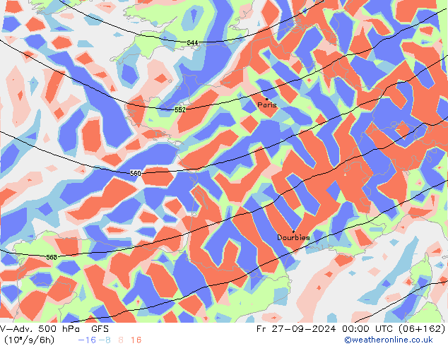 V-Adv. 500 hPa GFS Sex 27.09.2024 00 UTC