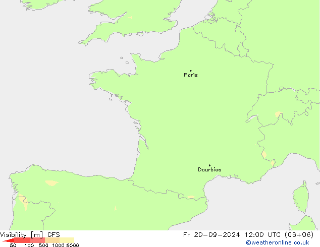 Visibility GFS Fr 20.09.2024 12 UTC