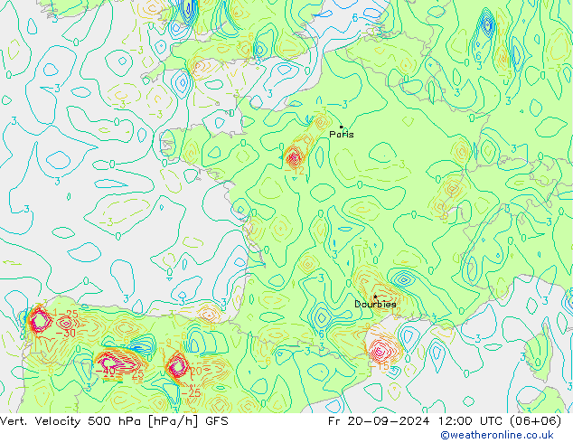 Vert. Velocity 500 hPa GFS Pá 20.09.2024 12 UTC