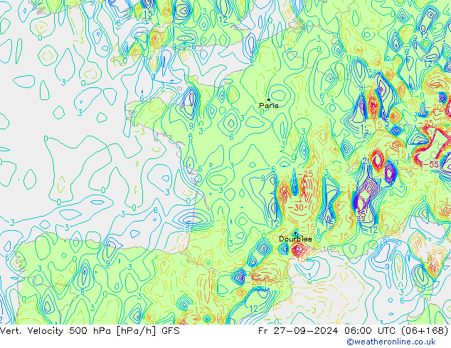 Vert. Velocity 500 hPa GFS Fr 27.09.2024 06 UTC