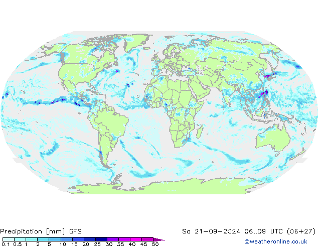 Srážky GFS So 21.09.2024 09 UTC