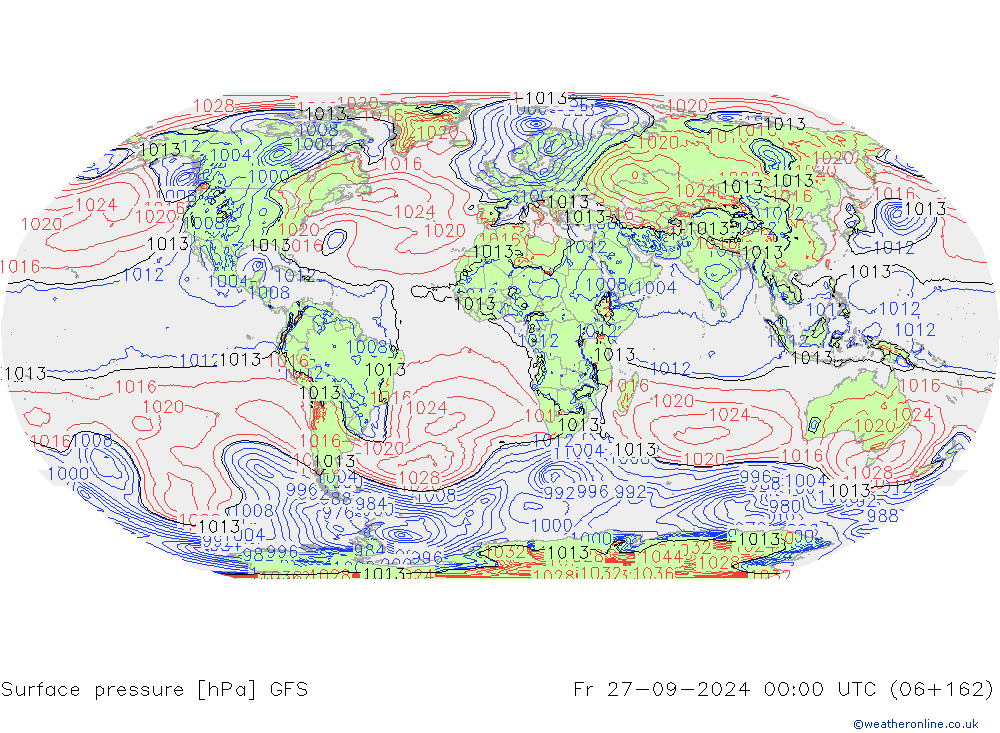 Surface pressure GFS Fr 27.09.2024 00 UTC