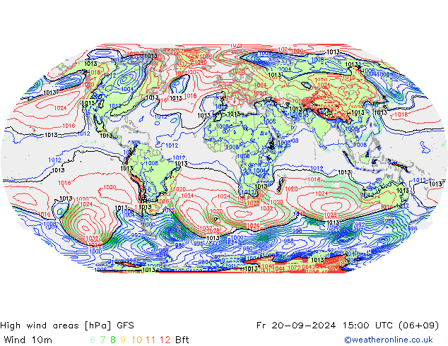 High wind areas GFS  20.09.2024 15 UTC