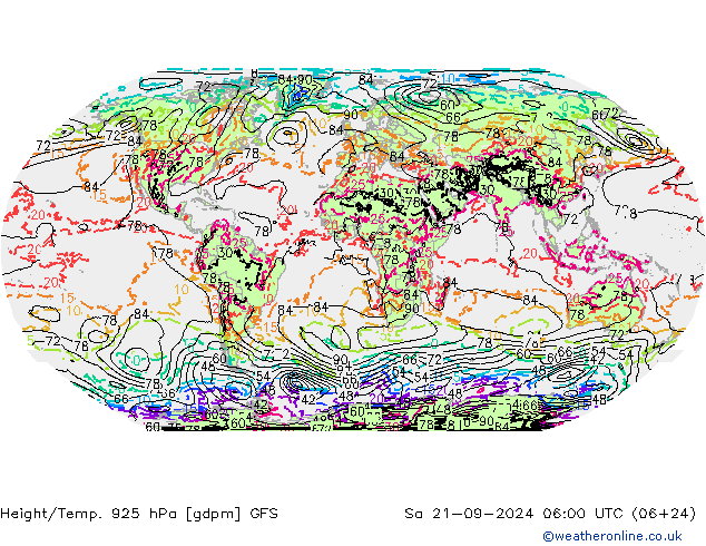 Height/Temp. 925 hPa GFS  21.09.2024 06 UTC