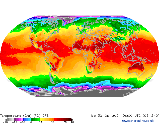 température (2m) GFS lun 30.09.2024 06 UTC