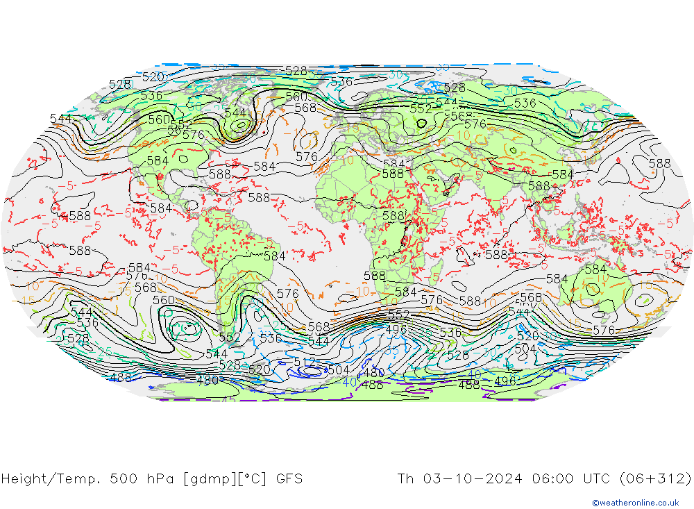 Height/Temp. 500 hPa GFS Th 03.10.2024 06 UTC