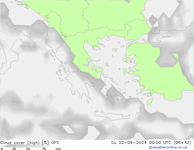 Bulutlar (yüksek) GFS Paz 22.09.2024 00 UTC