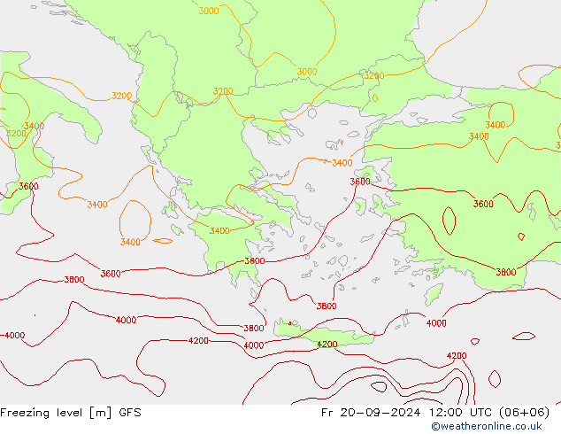 Freezing level GFS Fr 20.09.2024 12 UTC