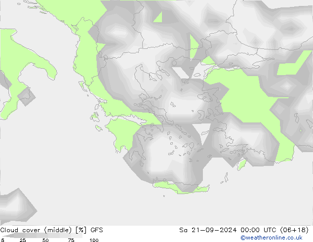 oblačnosti uprostřed GFS So 21.09.2024 00 UTC