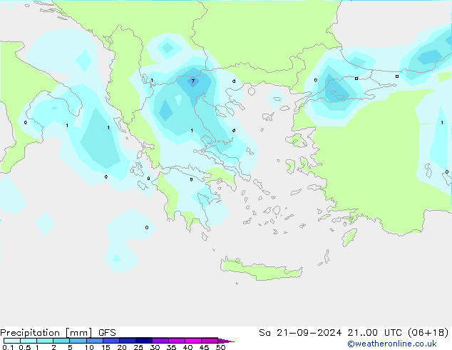 Srážky GFS So 21.09.2024 00 UTC