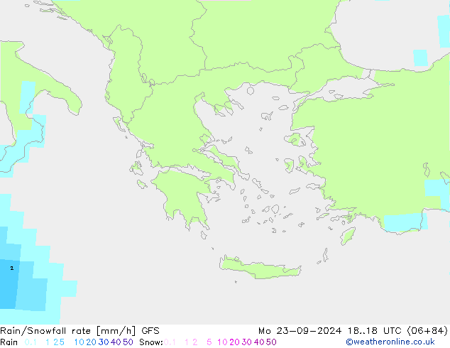 Rain/Snowfall rate GFS Seg 23.09.2024 18 UTC