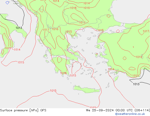 GFS: St 25.09.2024 00 UTC