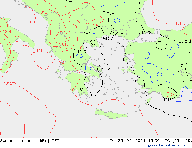 Atmosférický tlak GFS St 25.09.2024 15 UTC