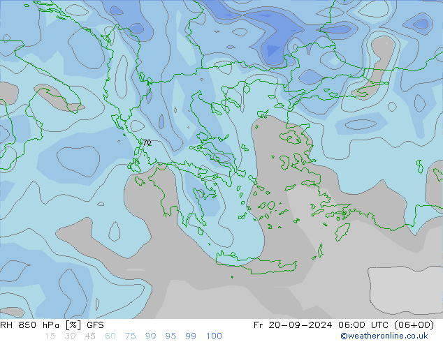 RH 850 hPa GFS Fr 20.09.2024 06 UTC