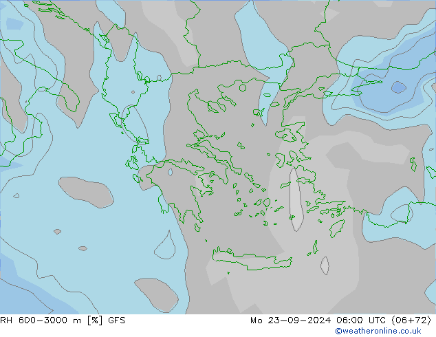 RH 600-3000 m GFS Po 23.09.2024 06 UTC