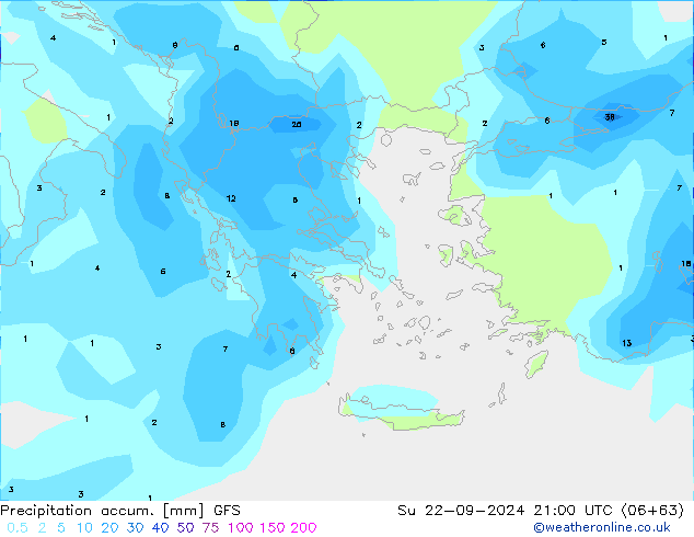 Precipitation accum. GFS nie. 22.09.2024 21 UTC