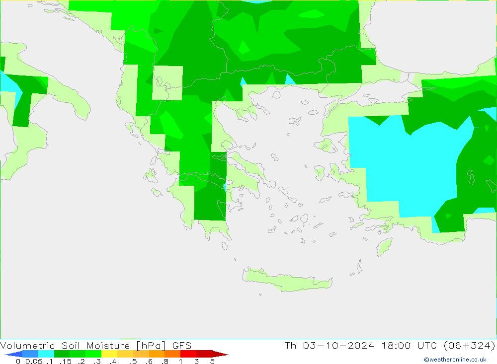 Volumetric Soil Moisture GFS Th 03.10.2024 18 UTC