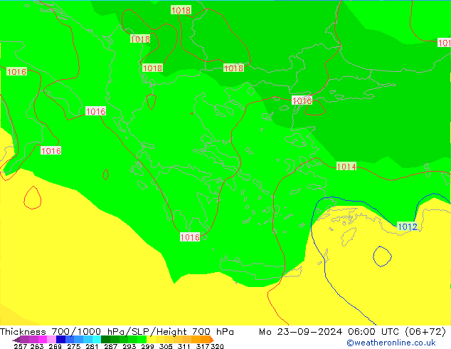 700-1000 hPa Kalınlığı GFS Eylül 2024