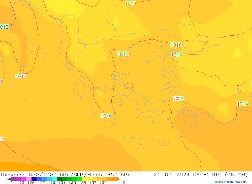 Thck 850-1000 hPa GFS Út 24.09.2024 06 UTC