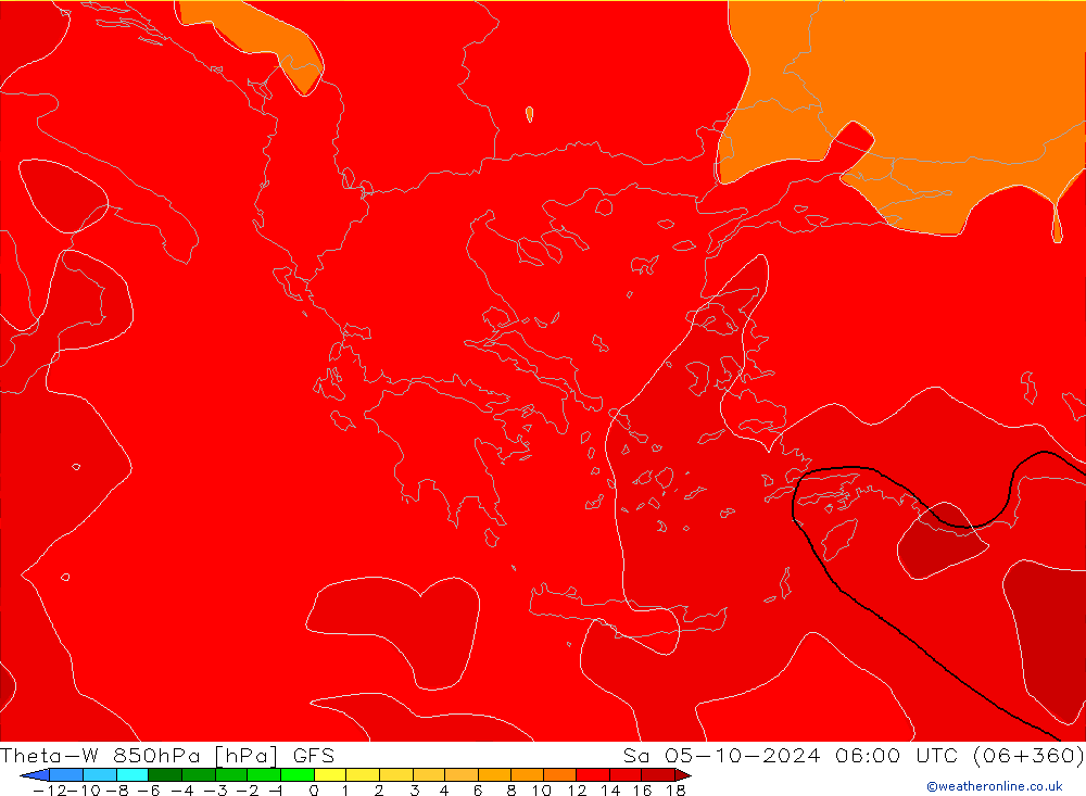 Theta-W 850hPa GFS Sa 05.10.2024 06 UTC