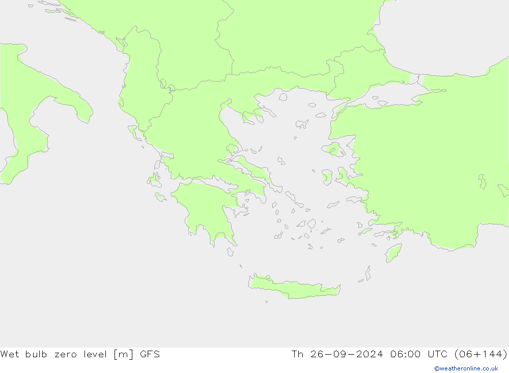 Wet bulb zero level GFS Th 26.09.2024 06 UTC