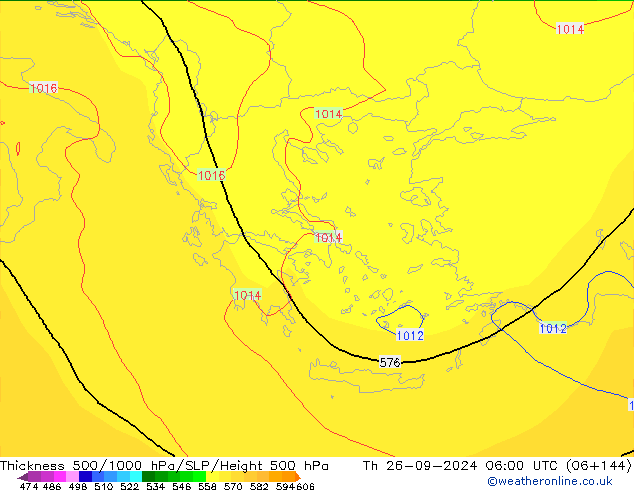 Thck 500-1000hPa GFS Th 26.09.2024 06 UTC