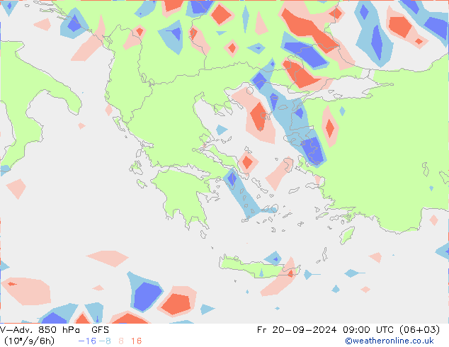 V-Adv. 850 hPa GFS ven 20.09.2024 09 UTC