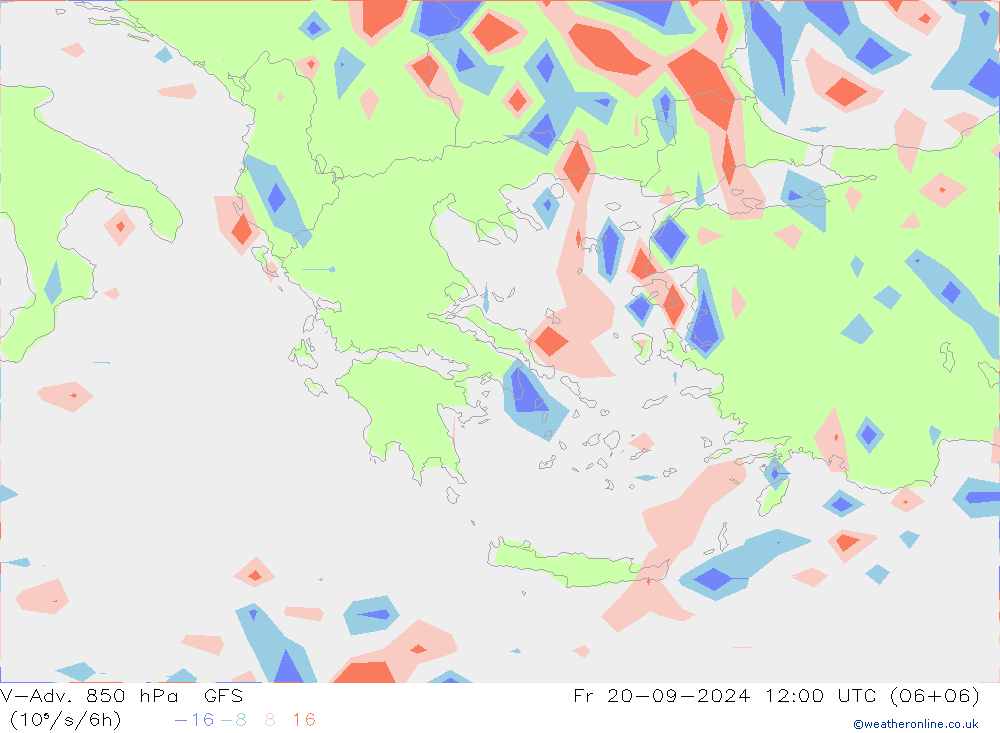 V-Adv. 850 hPa GFS Pá 20.09.2024 12 UTC