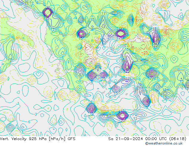 925 hPa Dikey Hız GFS Cts 21.09.2024 00 UTC