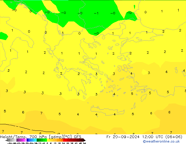 Height/Temp. 700 hPa GFS Fr 20.09.2024 12 UTC