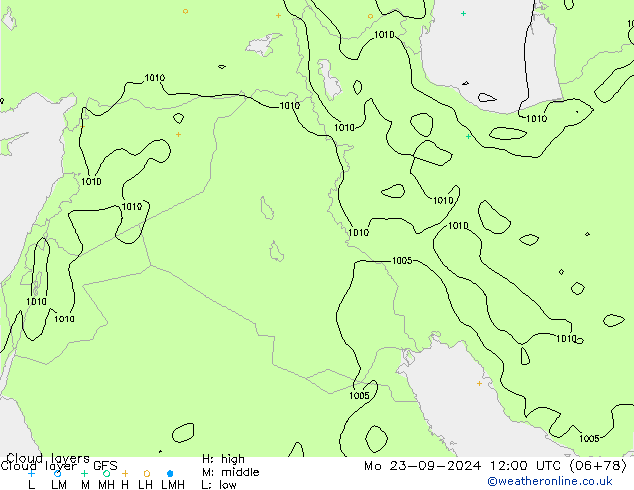 Cloud layer GFS Mo 23.09.2024 12 UTC