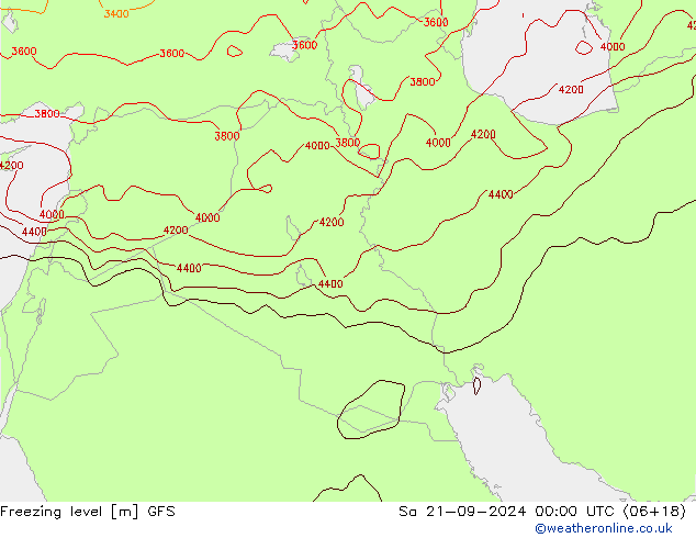 Freezing level GFS Sa 21.09.2024 00 UTC