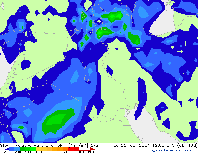 Storm Relative Helicity GFS Sa 28.09.2024 12 UTC