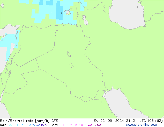 Rain/Snowfall rate GFS Su 22.09.2024 21 UTC