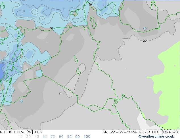 RH 850 hPa GFS  23.09.2024 00 UTC